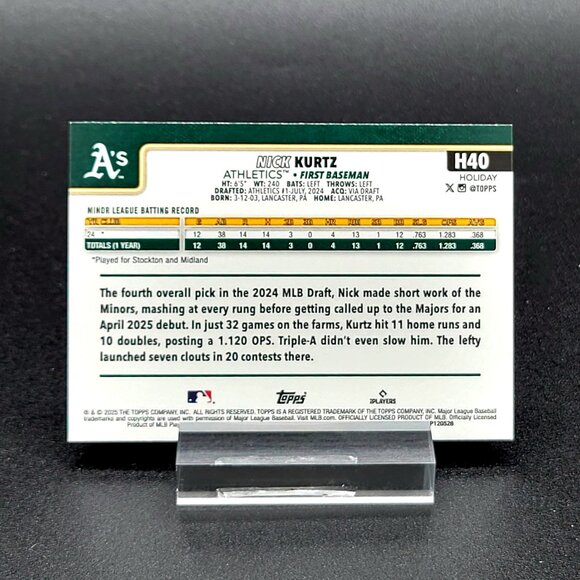 Three 2025 Nick Kurtz RC Talisman, Diamond Marvels, Holiday Athletics - Picture 5 of 7